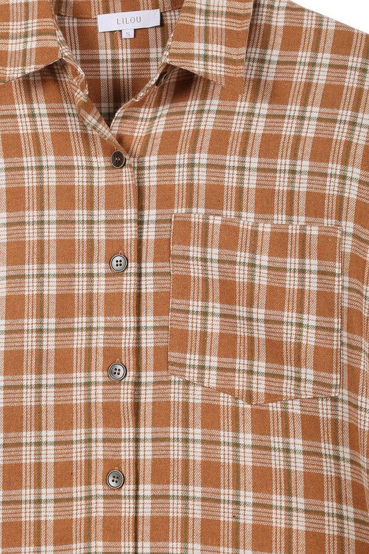 Autumn beige plaid shirts-Charmful Clothing Boutique