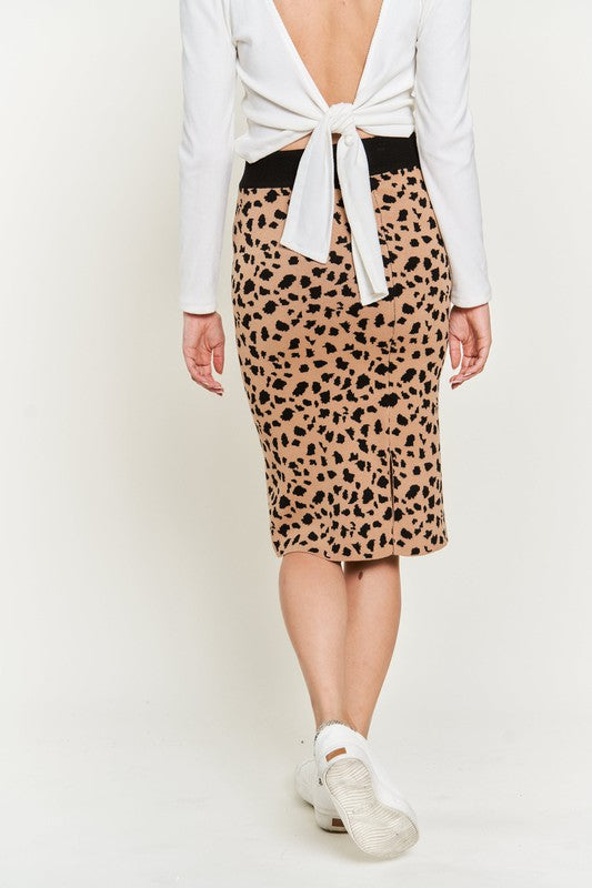ANIMAL PRINT SWEATER SKIRTS KRS5026-2P-Charmful Clothing Boutique