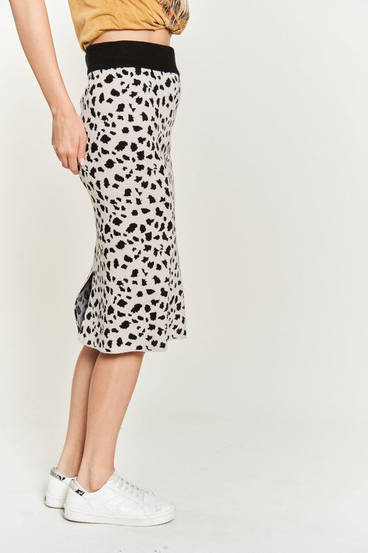 ANIMAL PRINT SWEATER SKIRTS KRS5026-2P-Charmful Clothing Boutique