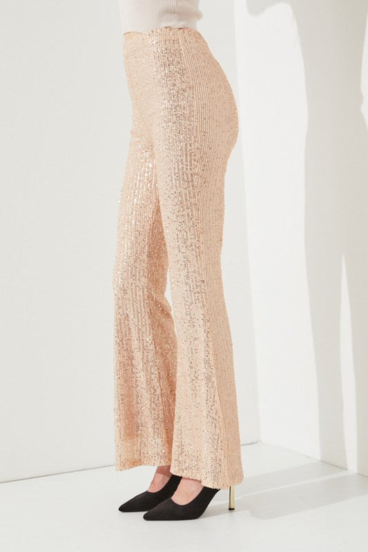 HIGHWAIST SEQUIN PANTS KRP3080-Charmful Clothing Boutique