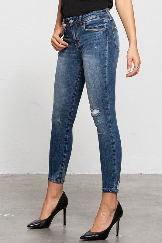 MID-RISE ANKLE SKINNY JEANS-Charmful Clothing Boutique