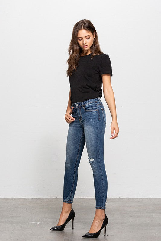 MID-RISE ANKLE SKINNY JEANS-Charmful Clothing Boutique