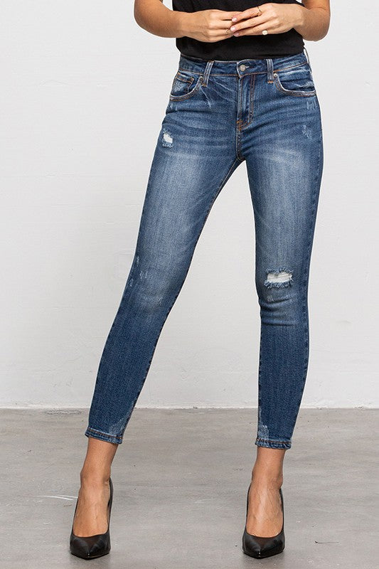 MID-RISE ANKLE SKINNY JEANS-Charmful Clothing Boutique