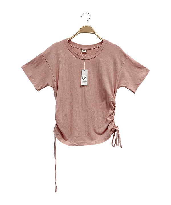 ADJUSTABLE SIDE SHIRRING CROP RECYLCED COTTON-Charmful Clothing Boutique
