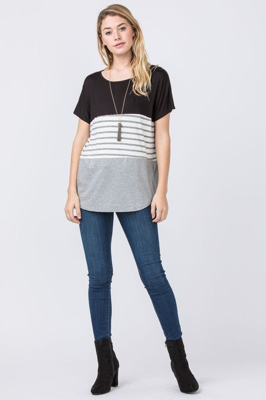 Three Color Block Tunic Top-Charmful Clothing Boutique