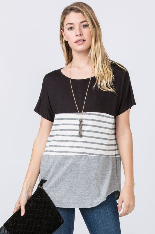 Three Color Block Tunic Top-Charmful Clothing Boutique