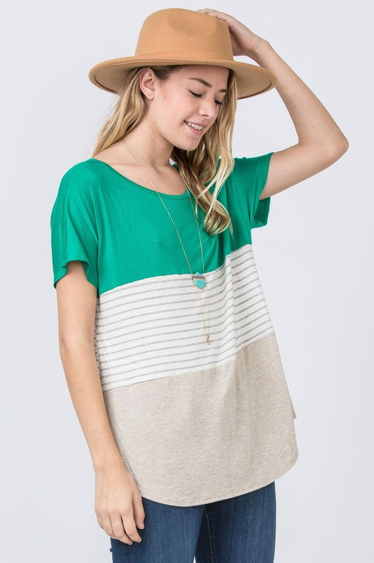 Three Color Block Tunic Top-Charmful Clothing Boutique