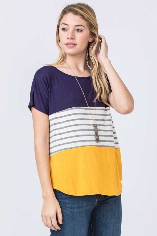 Three Color Block Tunic Top-Charmful Clothing Boutique