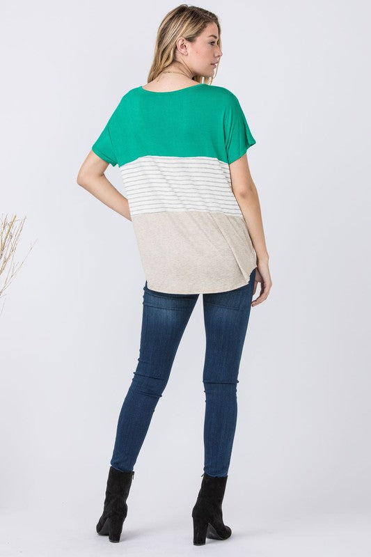 Three Color Block Tunic Top-Charmful Clothing Boutique