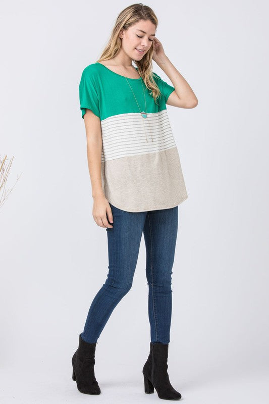 Three Color Block Tunic Top-Charmful Clothing Boutique