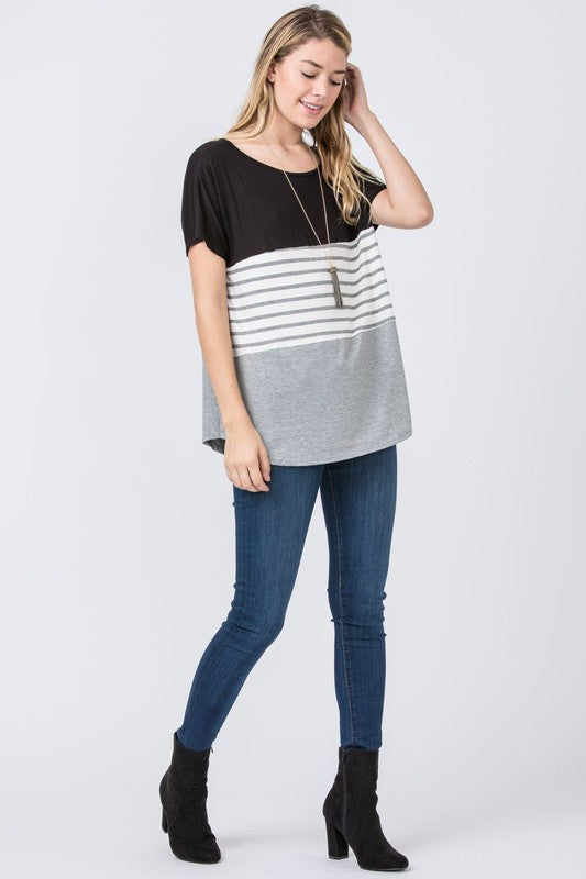 Three Color Block Tunic Top-Charmful Clothing Boutique