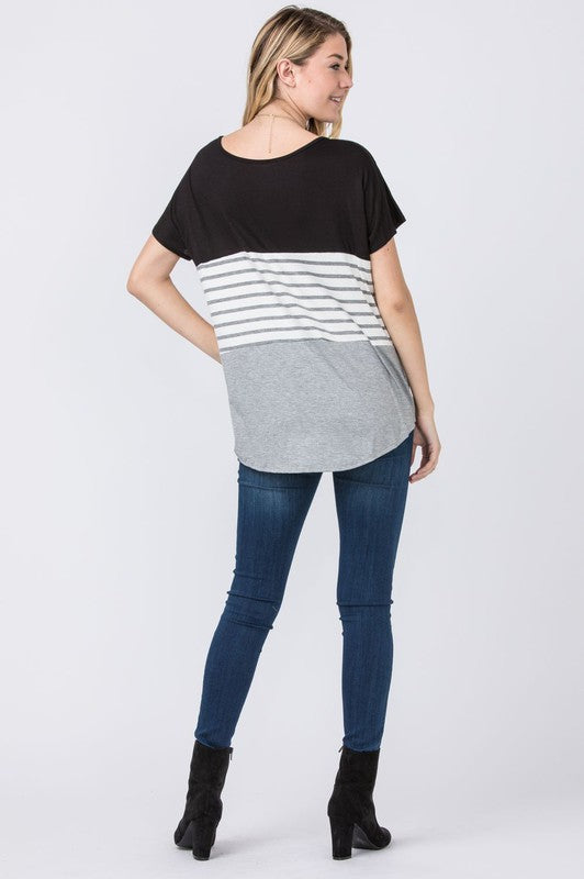 Three Color Block Tunic Top-Charmful Clothing Boutique