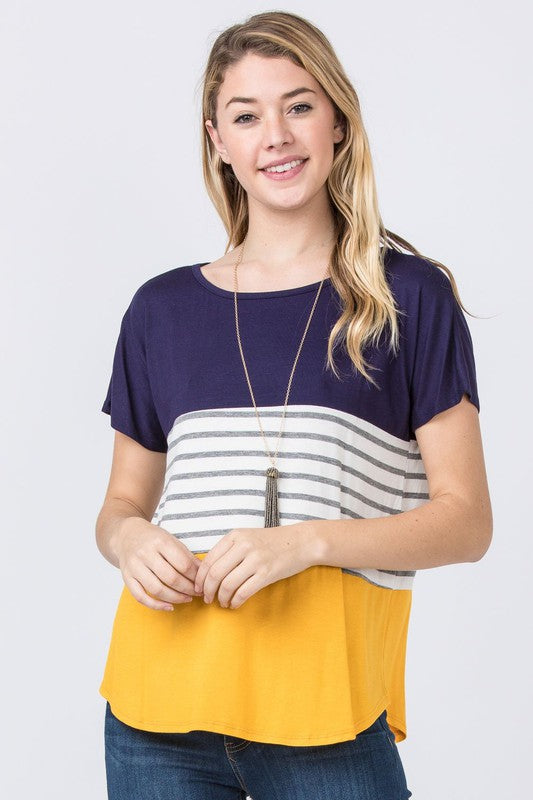 Three Color Block Tunic Top-Charmful Clothing Boutique