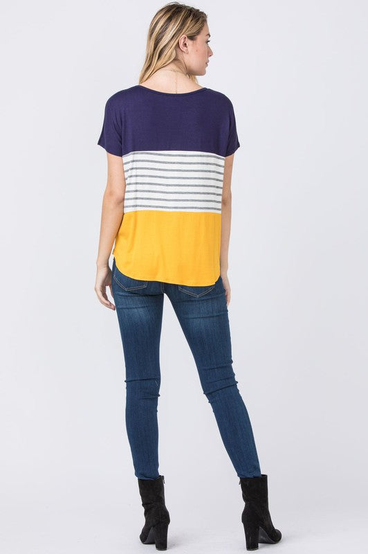 Three Color Block Tunic Top-Charmful Clothing Boutique