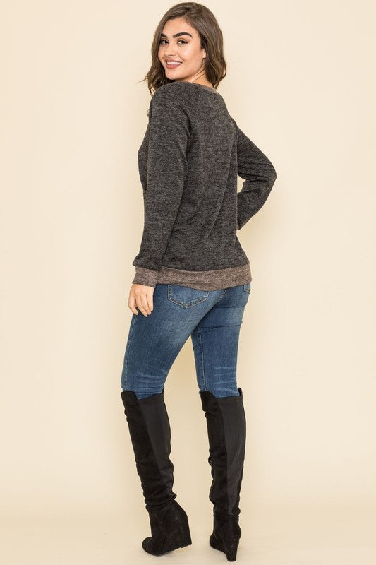 Plus Raglan Two Tone Tunic-Charmful Clothing Boutique