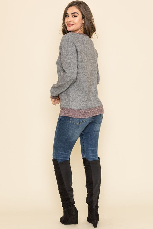 Plus Raglan Two Tone Tunic-Charmful Clothing Boutique