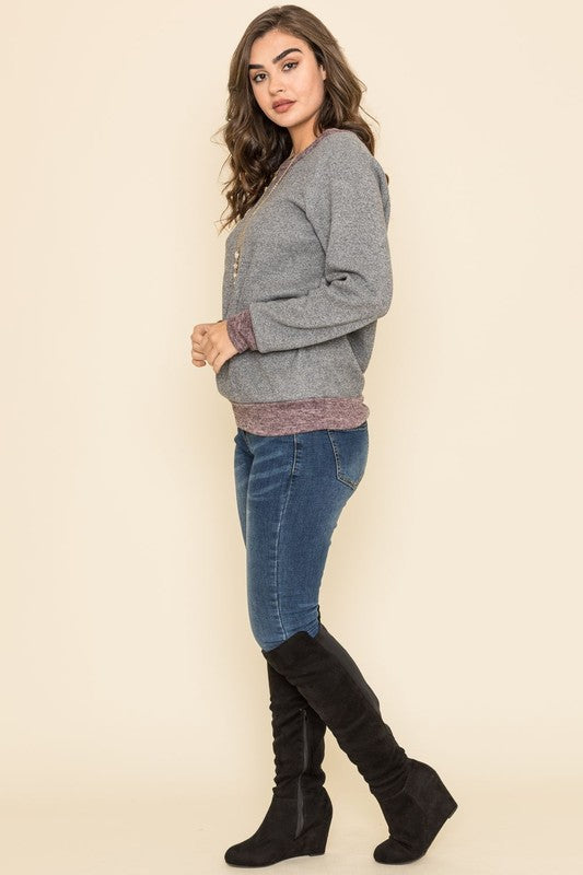 Plus Raglan Two Tone Tunic-Charmful Clothing Boutique