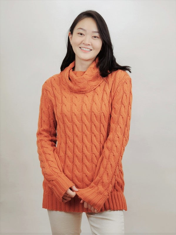 Thick Turtleneck Cable Knit Pullover Sweater-Charmful Clothing Boutique