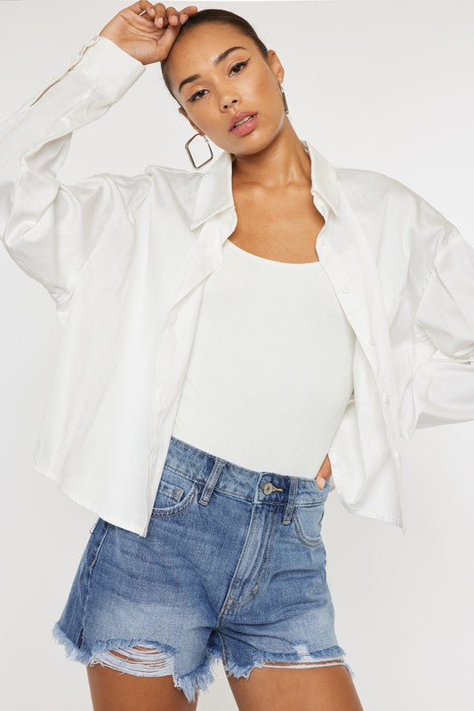 High Rise Mom Denim Shorts-Charmful Clothing Boutique