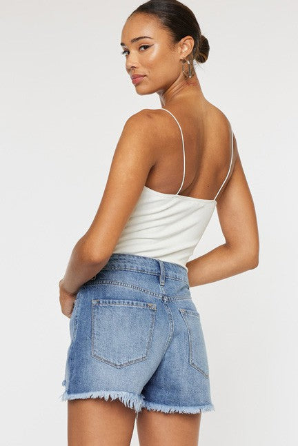 High Rise Mom Denim Shorts-Charmful Clothing Boutique