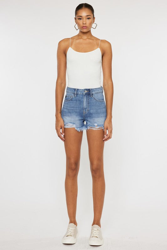 High Rise Mom Denim Shorts-Charmful Clothing Boutique