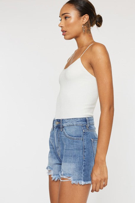 High Rise Mom Denim Shorts-Charmful Clothing Boutique