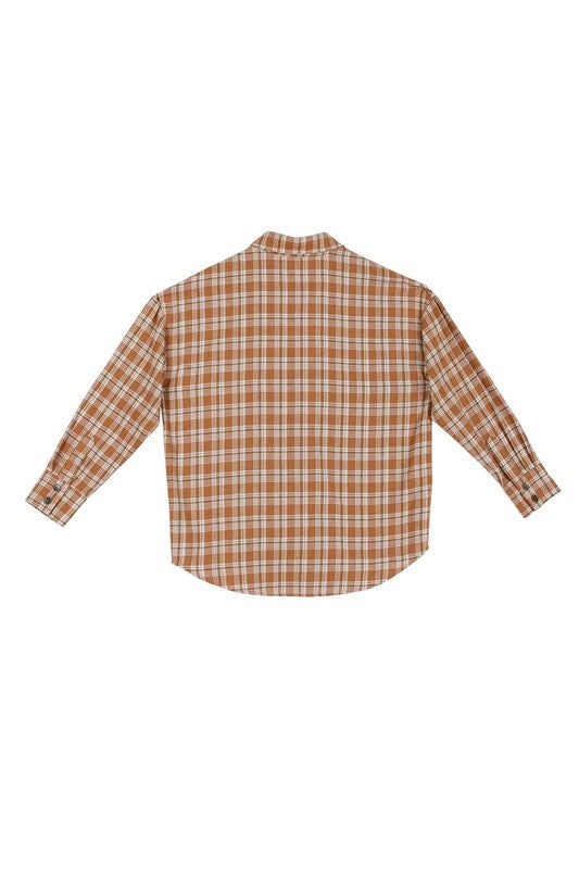 Autumn beige plaid shirts-Charmful Clothing Boutique