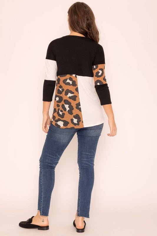 Leopard Color Block Tunic-Charmful Clothing Boutique