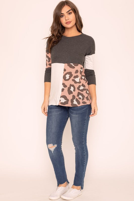 Leopard Color Block Tunic-Charmful Clothing Boutique