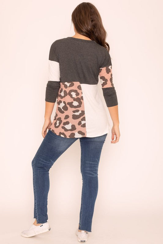 Leopard Color Block Tunic-Charmful Clothing Boutique
