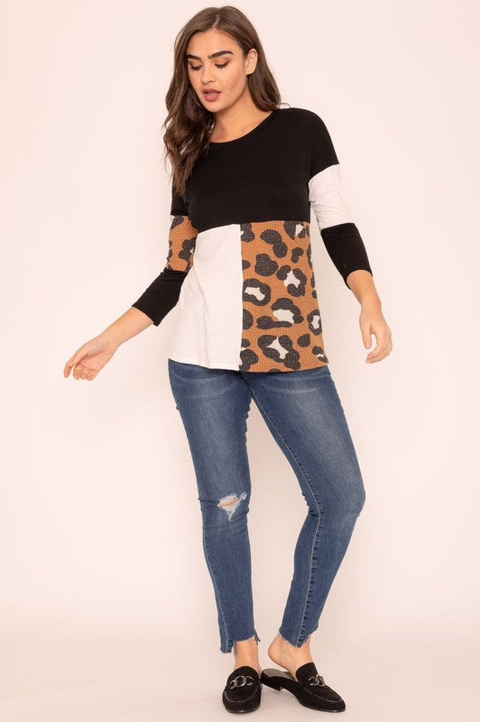 Leopard Color Block Tunic-Charmful Clothing Boutique