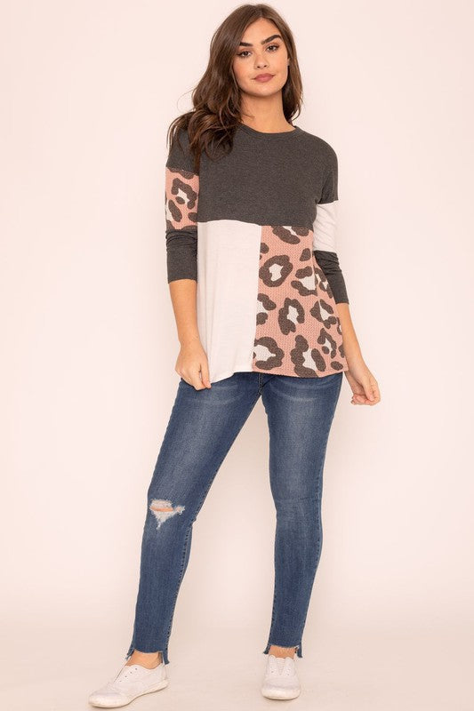 Leopard Color Block Tunic-Charmful Clothing Boutique