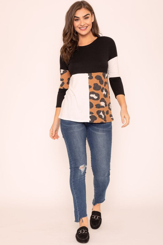 Leopard Color Block Tunic-Charmful Clothing Boutique