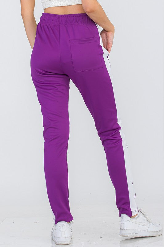 Women's Single Stripe Track Pant-Charmful Clothing Boutique