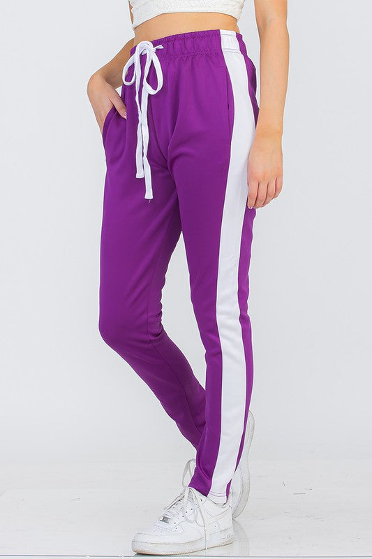 Women's Single Stripe Track Pant-Charmful Clothing Boutique