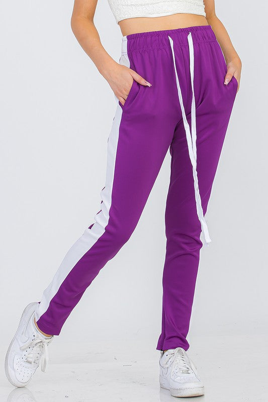 Women's Single Stripe Track Pant-Charmful Clothing Boutique