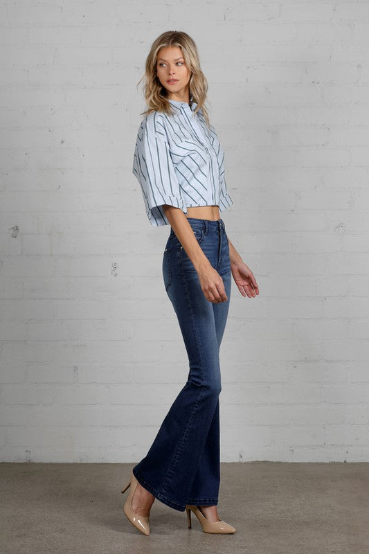 High Rise Wider Flare Jeans-Charmful Clothing Boutique