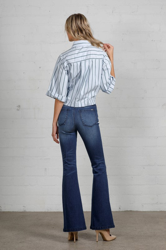 High Rise Wider Flare Jeans-Charmful Clothing Boutique