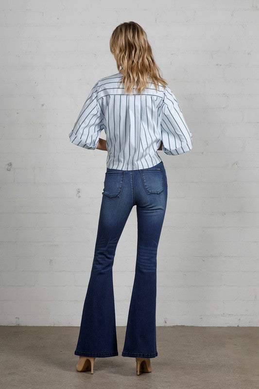 High Rise Wider Flare Jeans-Charmful Clothing Boutique