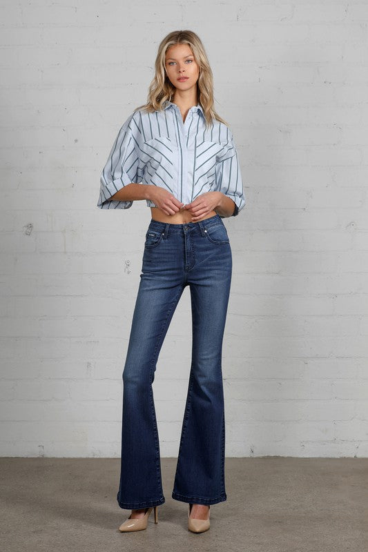 High Rise Wider Flare Jeans-Charmful Clothing Boutique