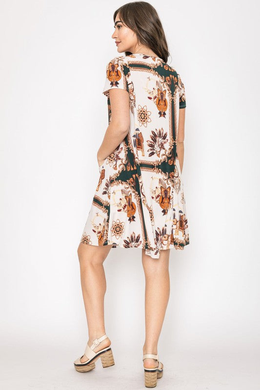 Plus Dream Catcher Print Shift Dress-Charmful Clothing Boutique