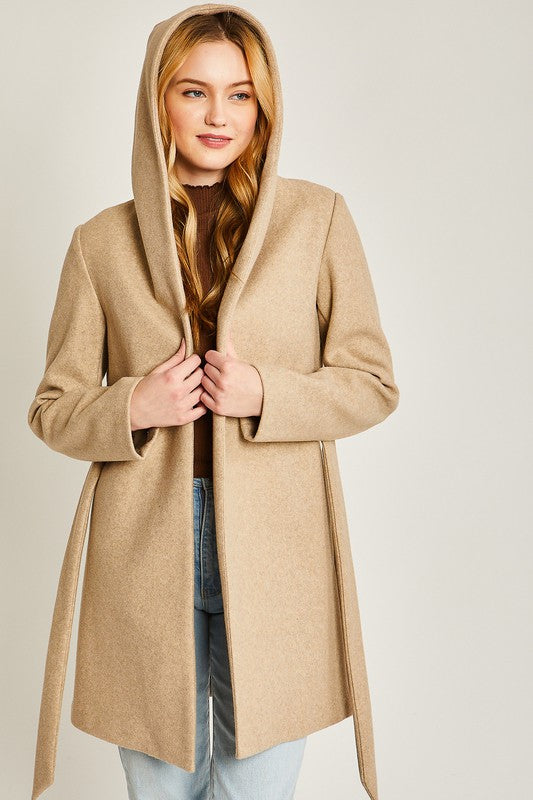 JQ Fleece Belted Hoodie Coat-Charmful Clothing Boutique
