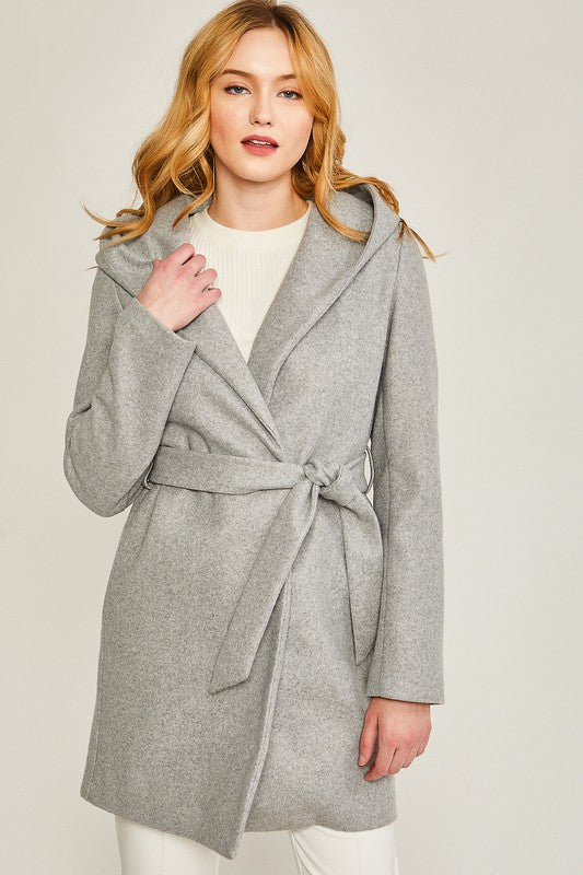 JQ Fleece Belted Hoodie Coat-Charmful Clothing Boutique