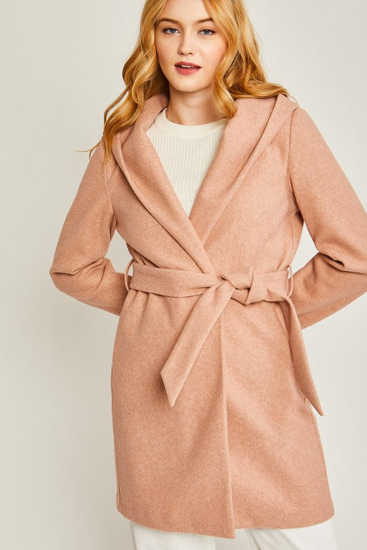 JQ Fleece Belted Hoodie Coat-Charmful Clothing Boutique