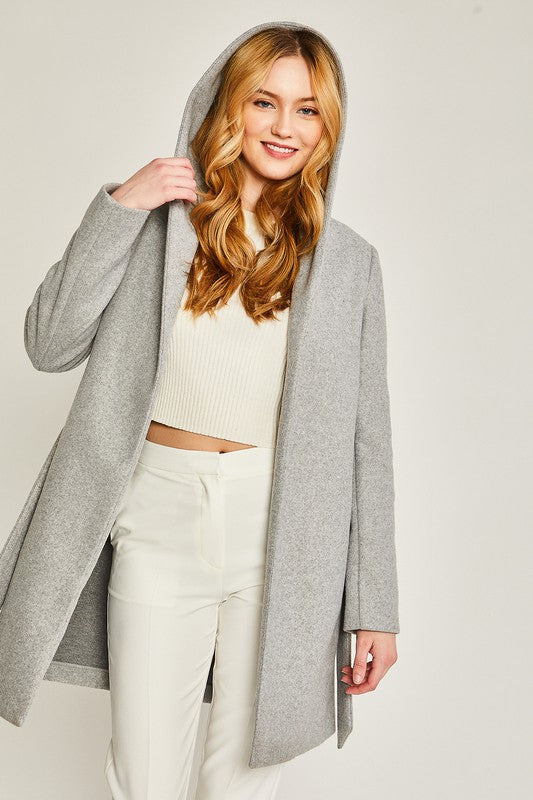 JQ Fleece Belted Hoodie Coat-Charmful Clothing Boutique