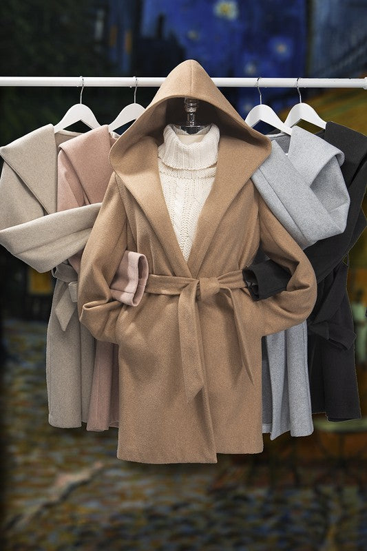 JQ Fleece Belted Hoodie Coat-Charmful Clothing Boutique