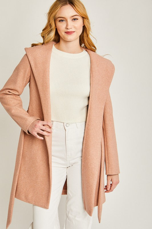 JQ Fleece Belted Hoodie Coat-Charmful Clothing Boutique