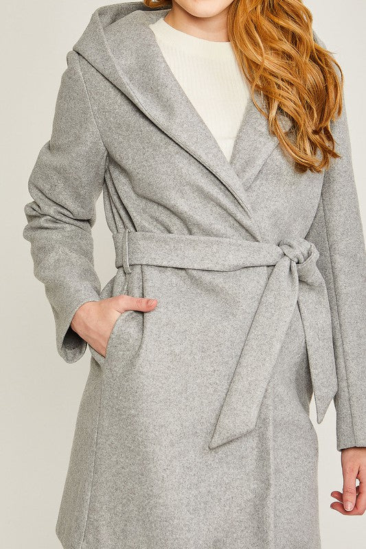 JQ Fleece Belted Hoodie Coat-Charmful Clothing Boutique