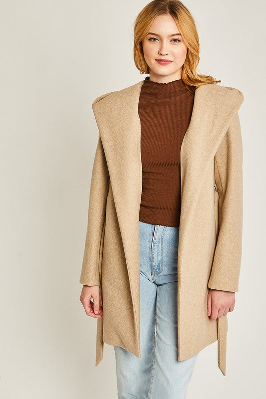 JQ Fleece Belted Hoodie Coat-Charmful Clothing Boutique