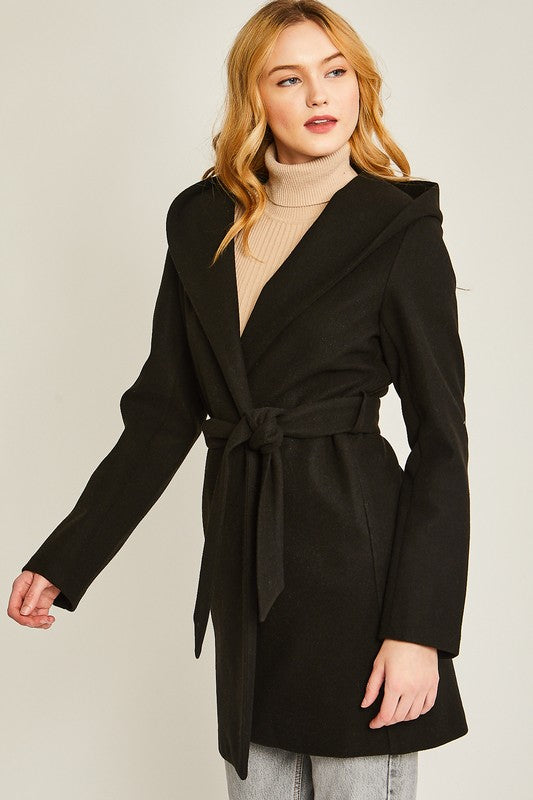 JQ Fleece Belted Hoodie Coat-Charmful Clothing Boutique
